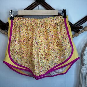 Nike Yellow Pink Speckled Lined Athletic Shorts